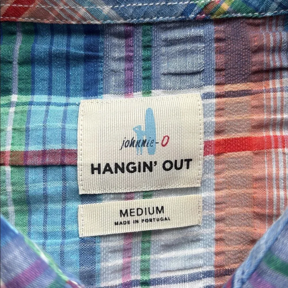 Johnnie-O Men’s Plaid S/S Cotton Linen Button Down Shirt M